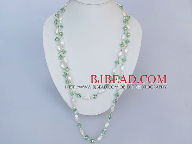 arylic and green crystal long style necklace