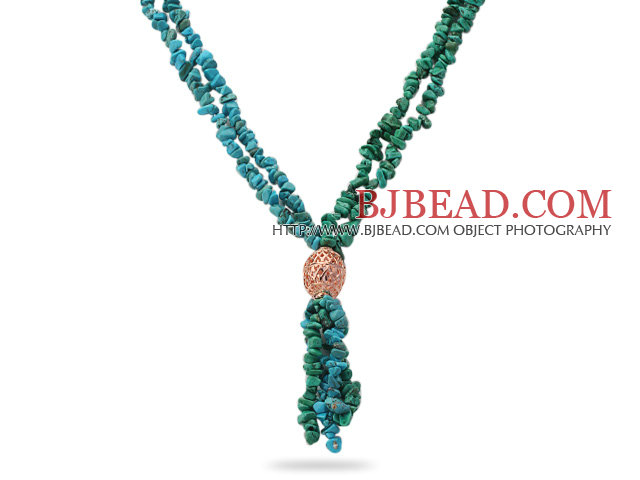 Assorted Blue and Green Turquoise Chips Y Shape Necklace