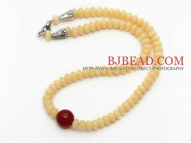 Single Strand Abacus Shape Synthetic Yellow Beeswax Necklace